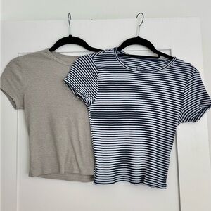 *2* BDG Gray and Navy Striped Tees